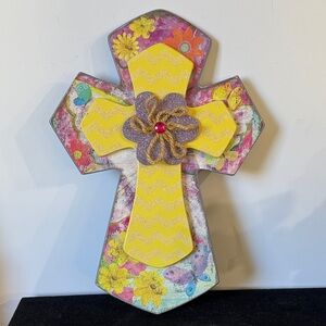 Hobby Lobby Colorful Floral Cross Wall Decor